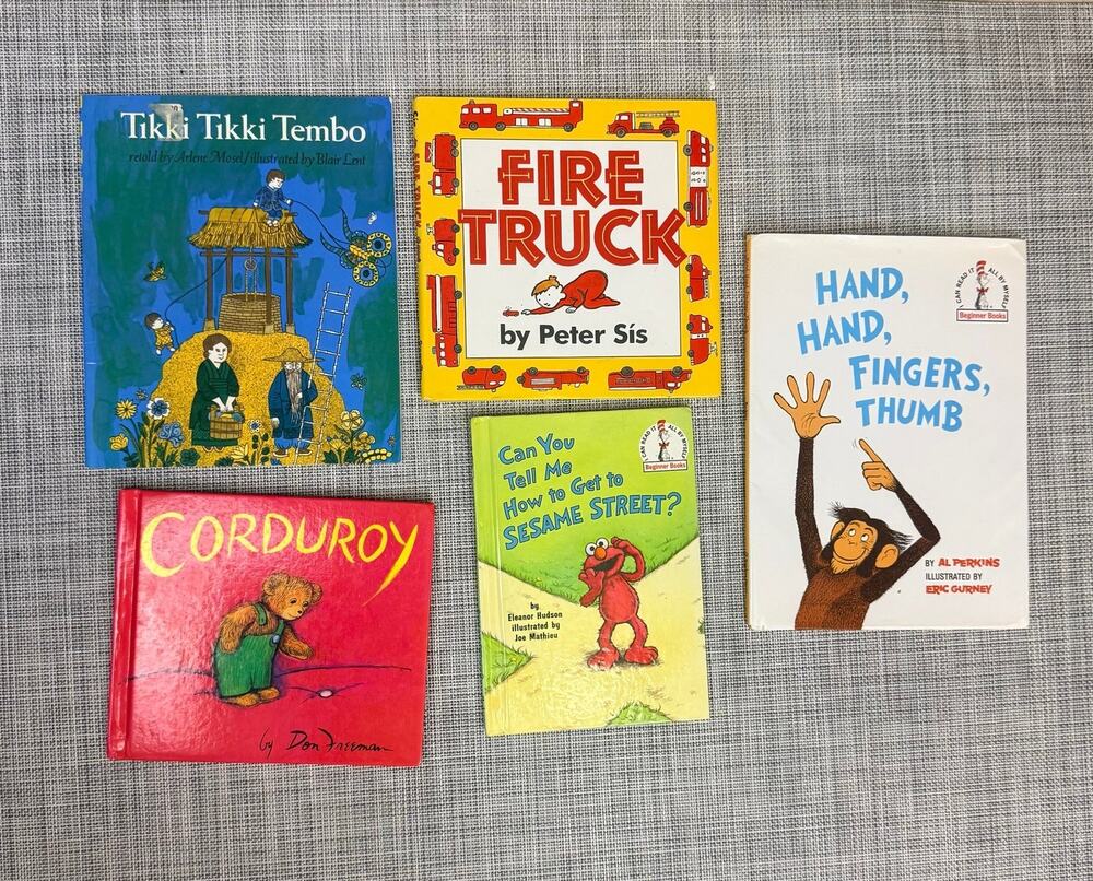 Lot of 5 Classic Children's Picture Books Tikki Tembo Fire Truck Corduroy